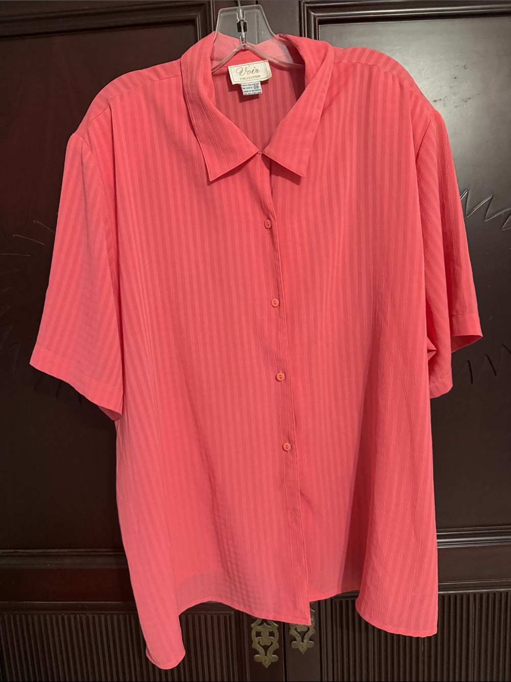 VOIR COLLECTION VINTAGE Coral Pink Button-Up Blouse Size 24W w Callouts